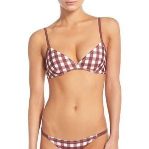 Anthro Solid & Striped Belle Gingham Brown Bikini